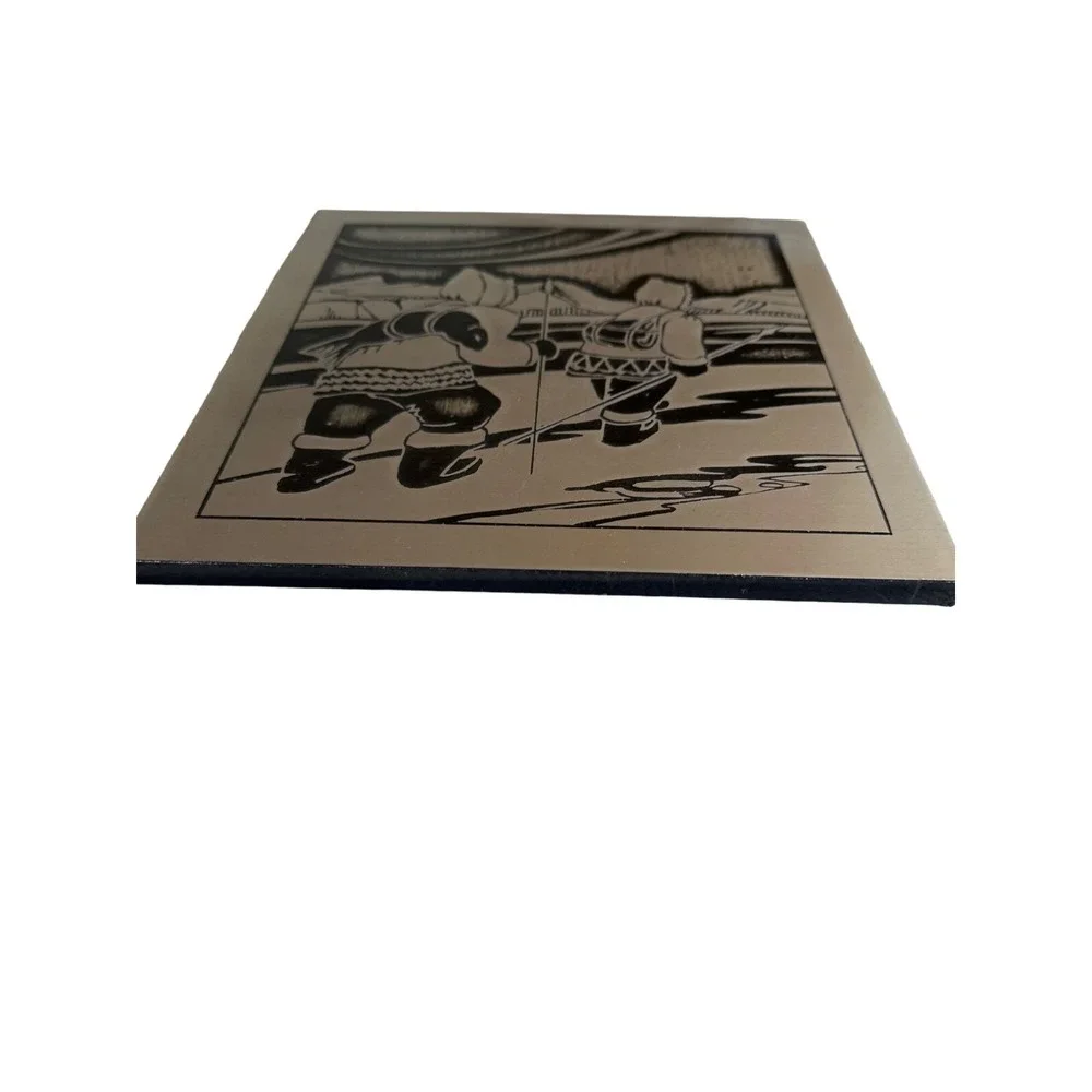 Eskimo Inuit Native American Embossed Wood Tile Trivet